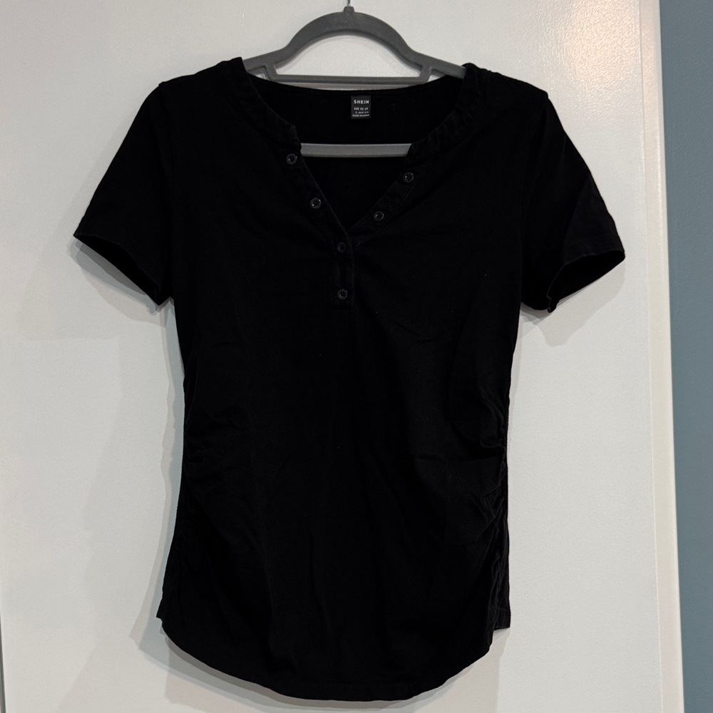 Classic Black Short Sleeve Women's Top- Maternity